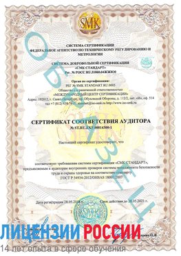 Образец сертификата соответствия аудитора №ST.RU.EXP.00014300-1 Касимов Сертификат OHSAS 18001